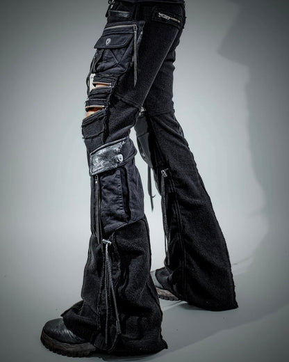 14th Addiction Python Detailed Flared Cargo Sweatpants
