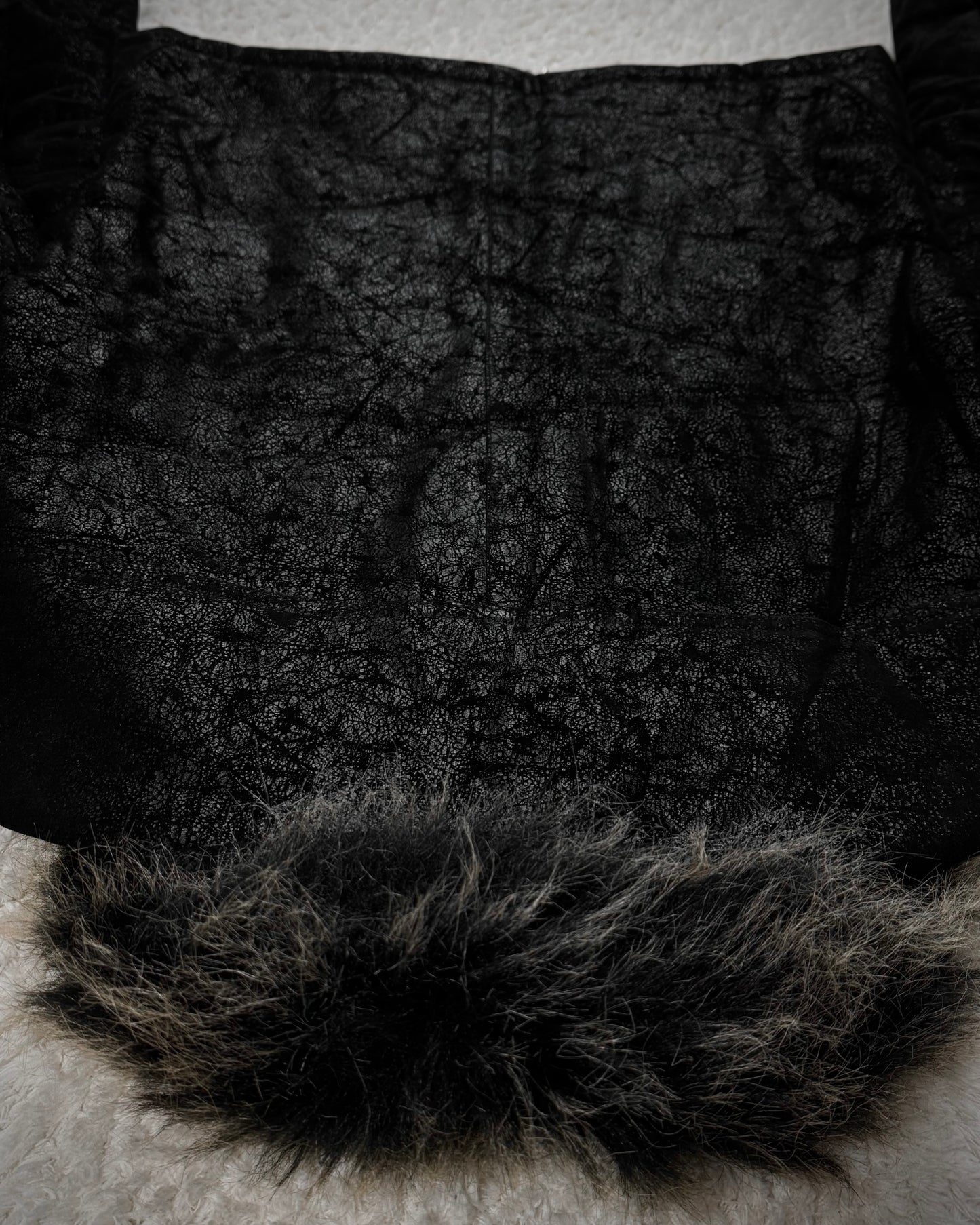 Body Wave Cracked Wax Fur Jacket