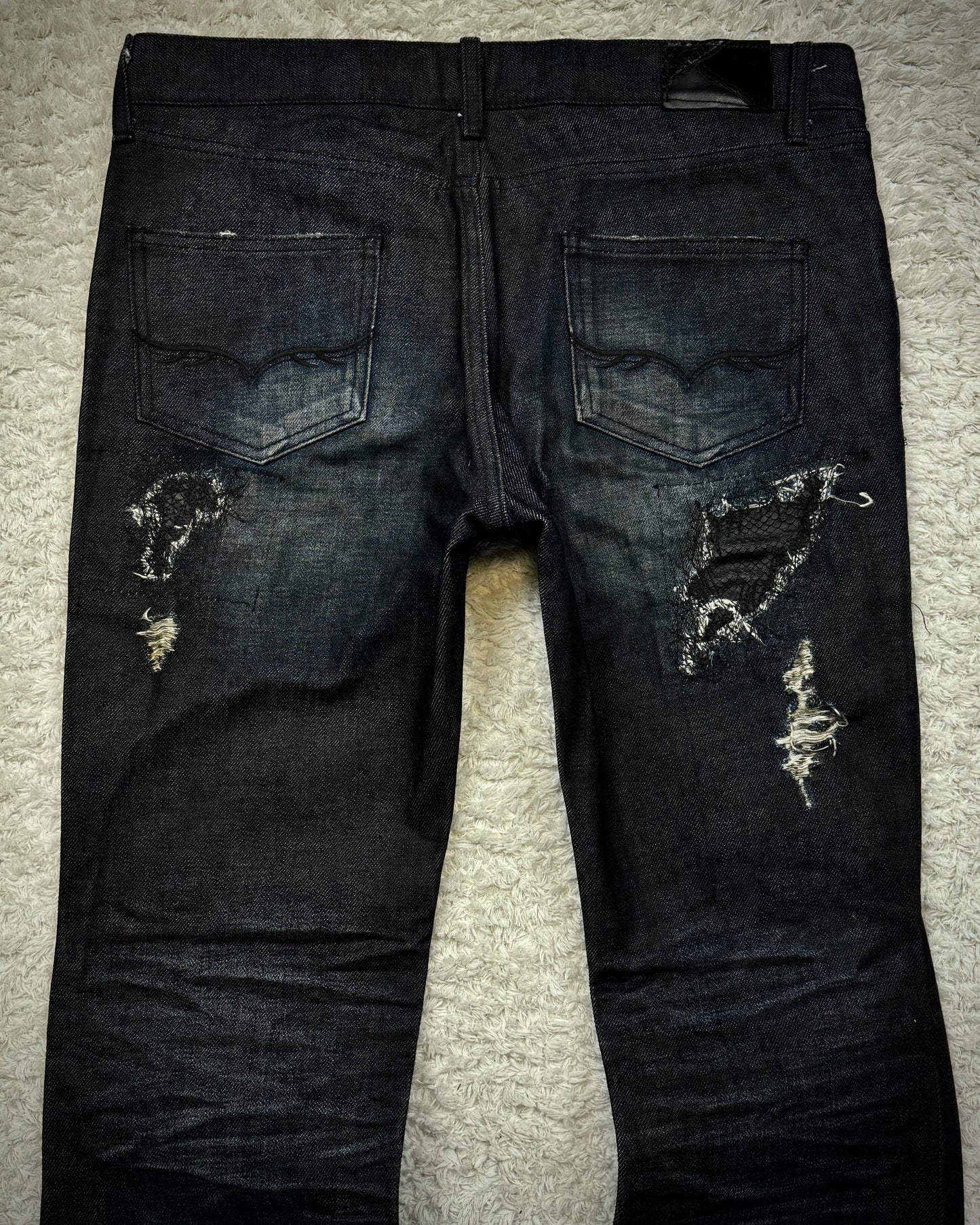 Fuga Python Repaired Distressing Clawmarks Bootcut Denim