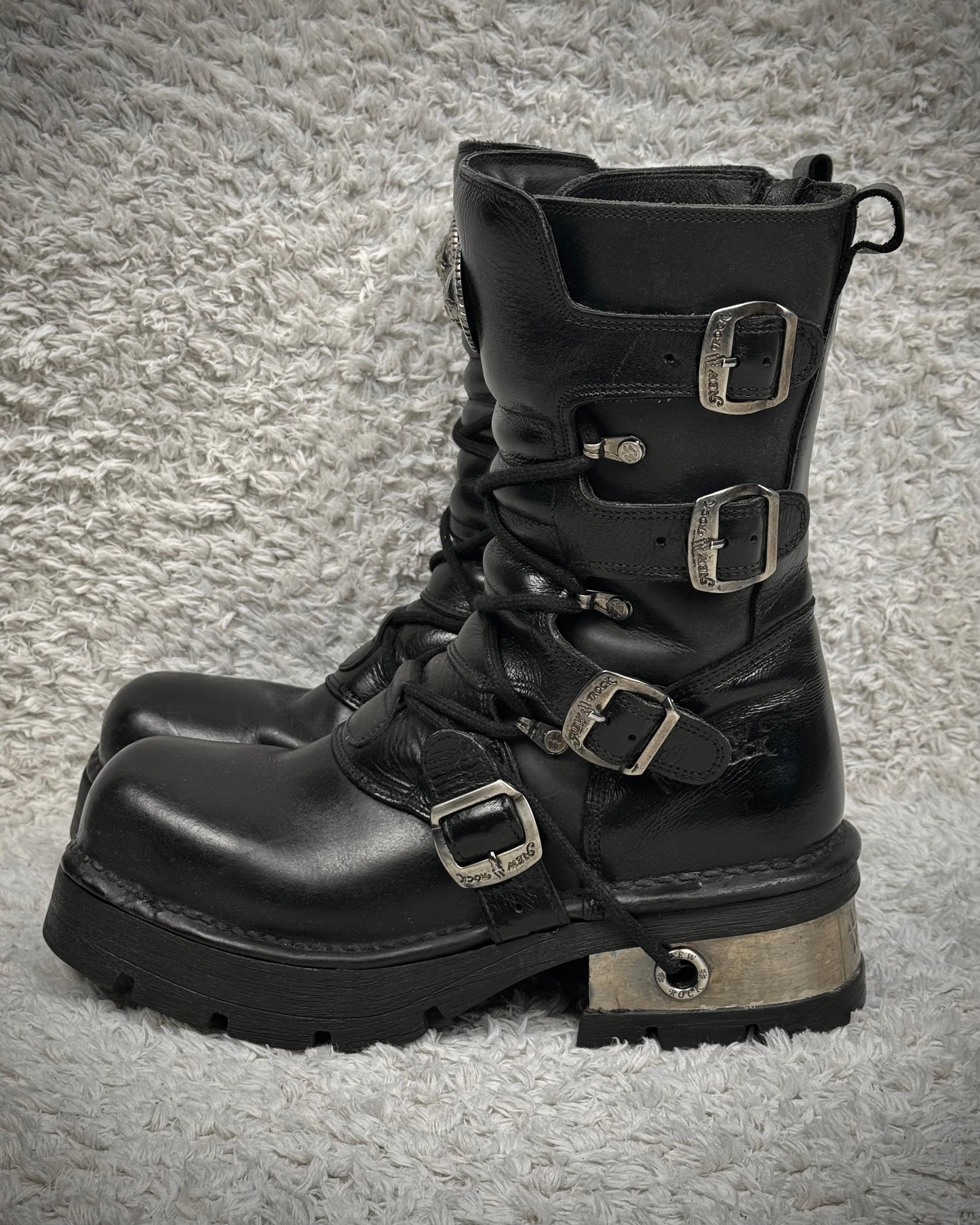 New Rock Steel Heel Leather Boots
