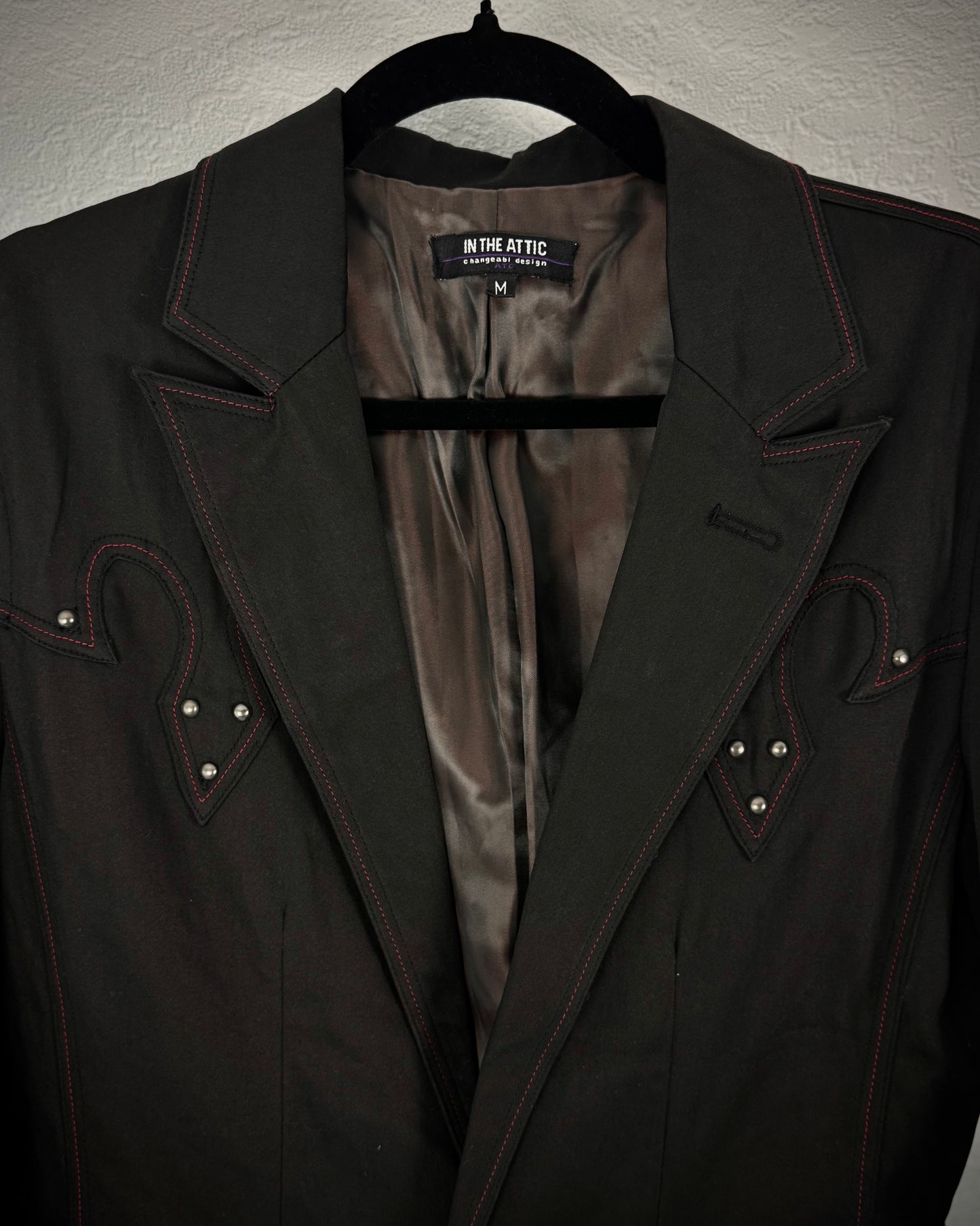In The Attic Red Thread Studded Blazer