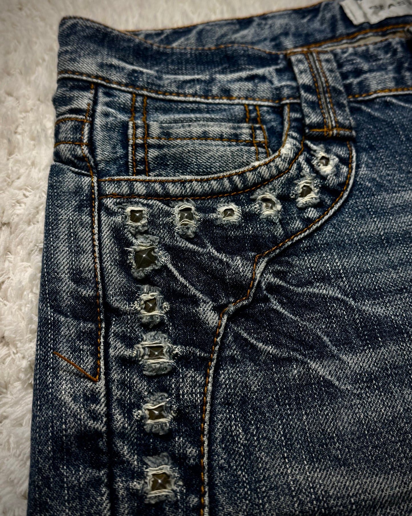 Beast Studded Distressing Flared Jeans