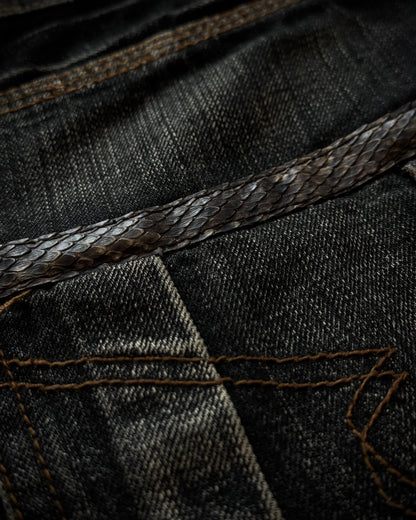 Semantic Design Python Detailed Silver Splatter Bootcut Jeans