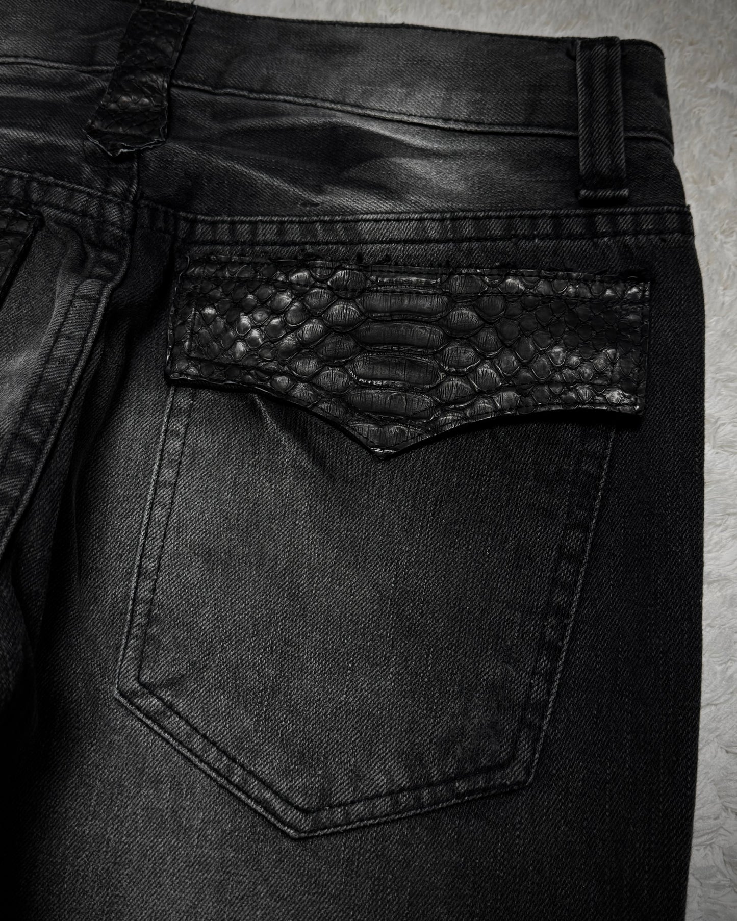 K.U.I Pierced Python Detailed Lace Up Flared Jeans