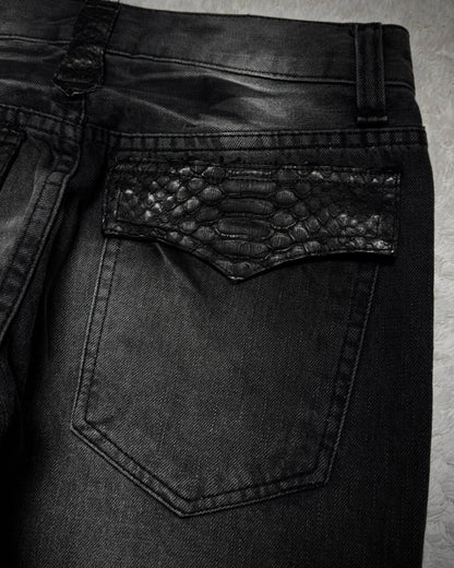 K.U.I Pierced Python Detailed Lace Up Flared Jeans