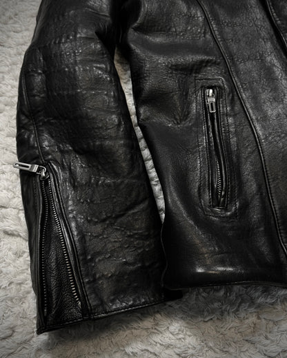 CAV-000 Hooded Textured Leather Jacket