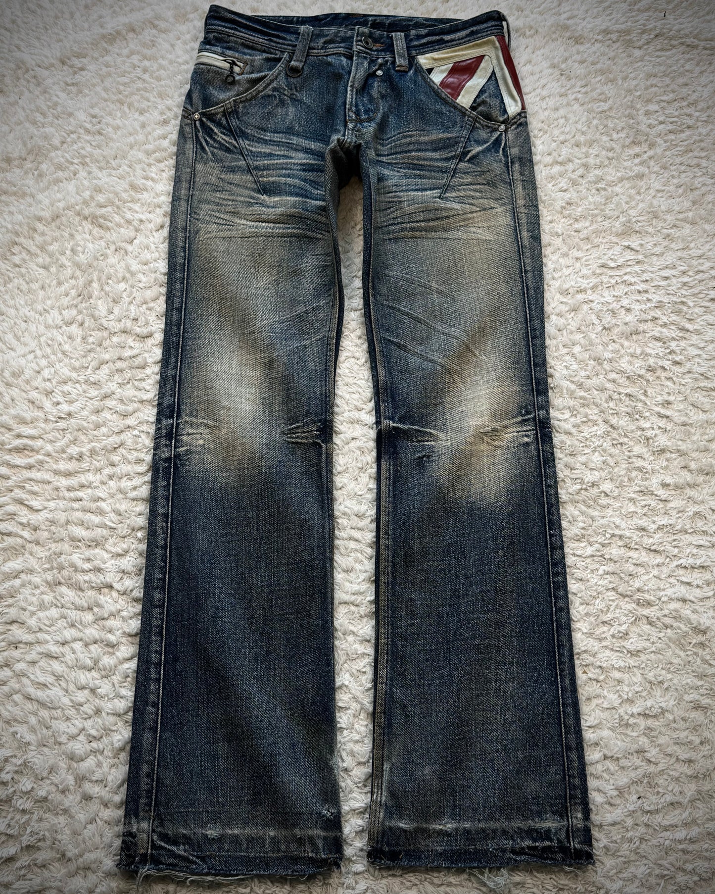Nicole Club Leather UK Flag Whiskered Denim