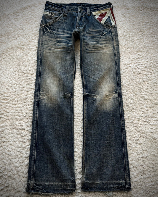 Nicole Club Leather UK Flag Whiskered Denim