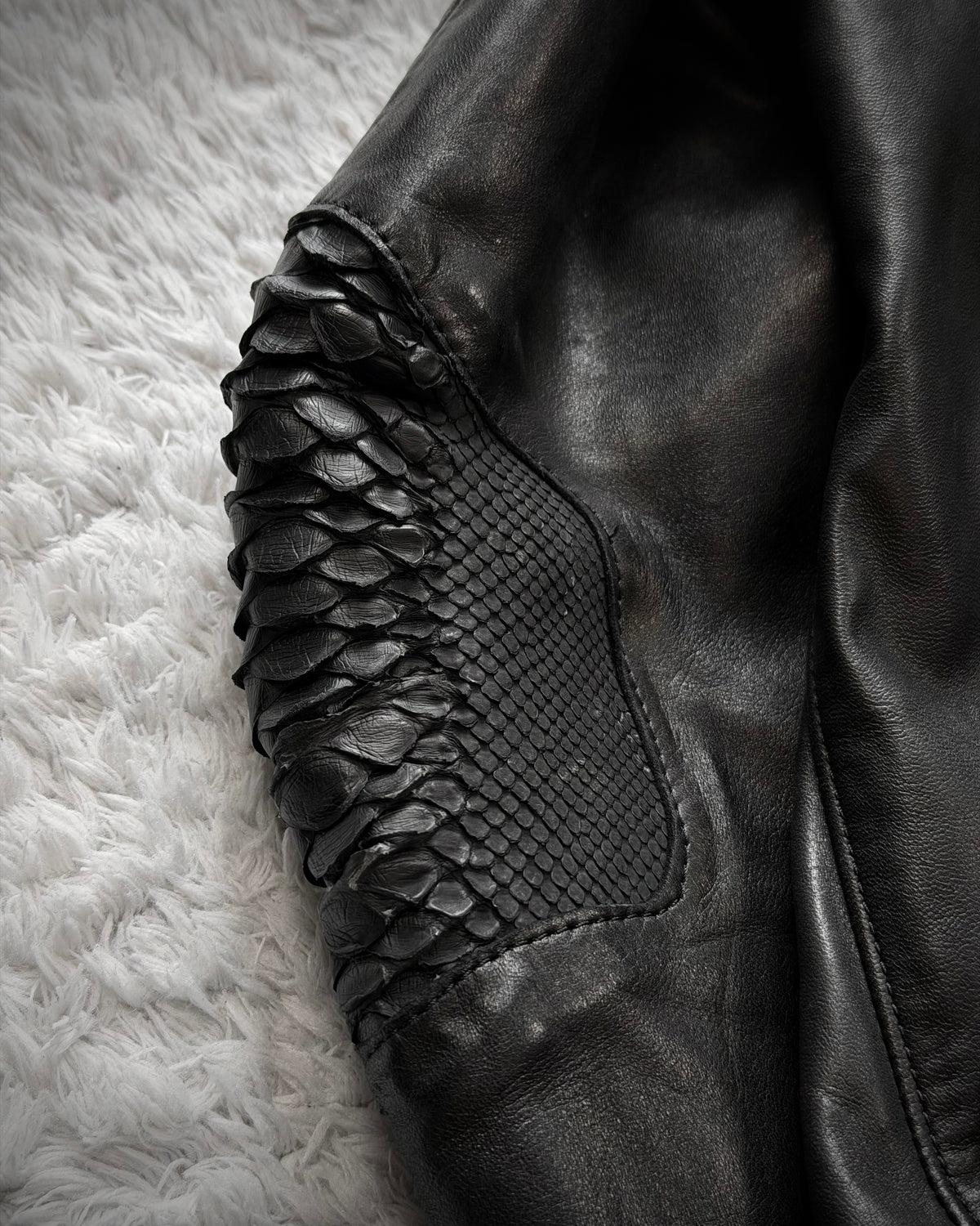 IfSixWasNine Python Elbow Horse Leather Jacket