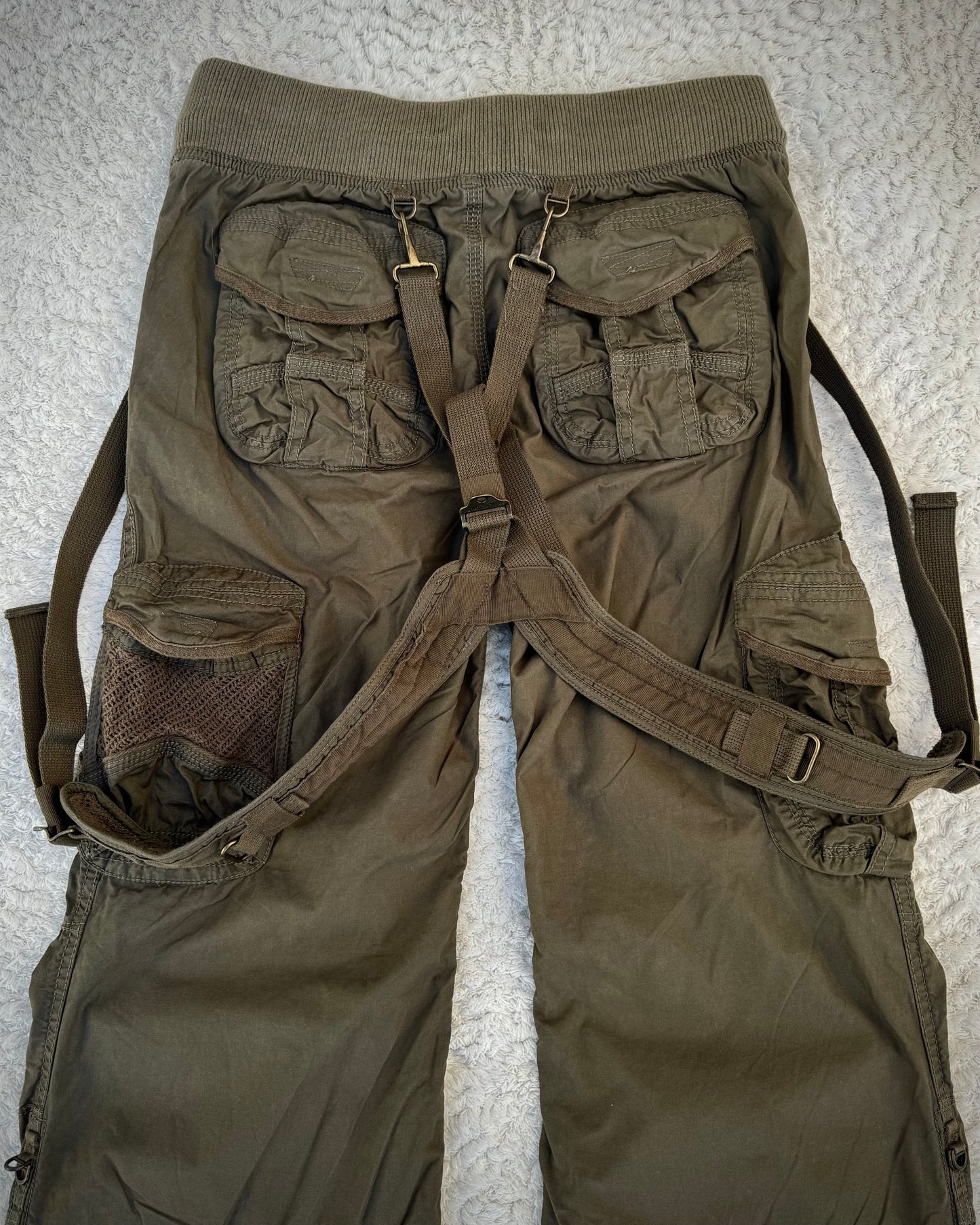 G.O.A Military Suspender Flared Cargo Pants