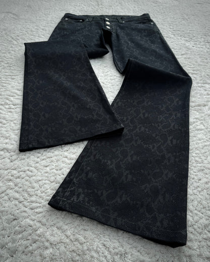 Tornado Mart Snakeskin Pattern Flared Pants