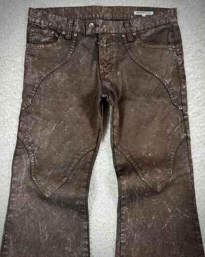 Semantic Design Textured Panel Construction Flared Jeans