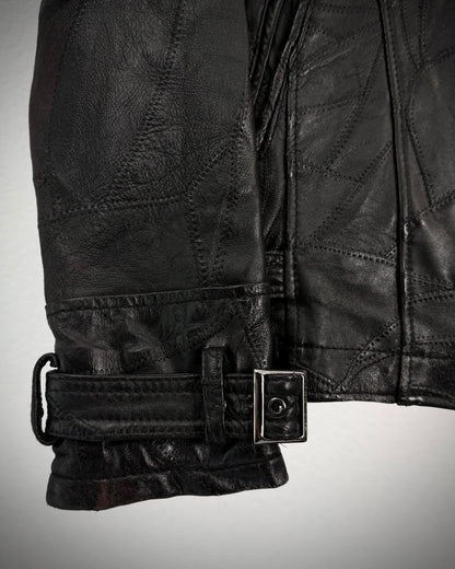 Semantic Design Scar Stitched Leather Patchwork Jacket