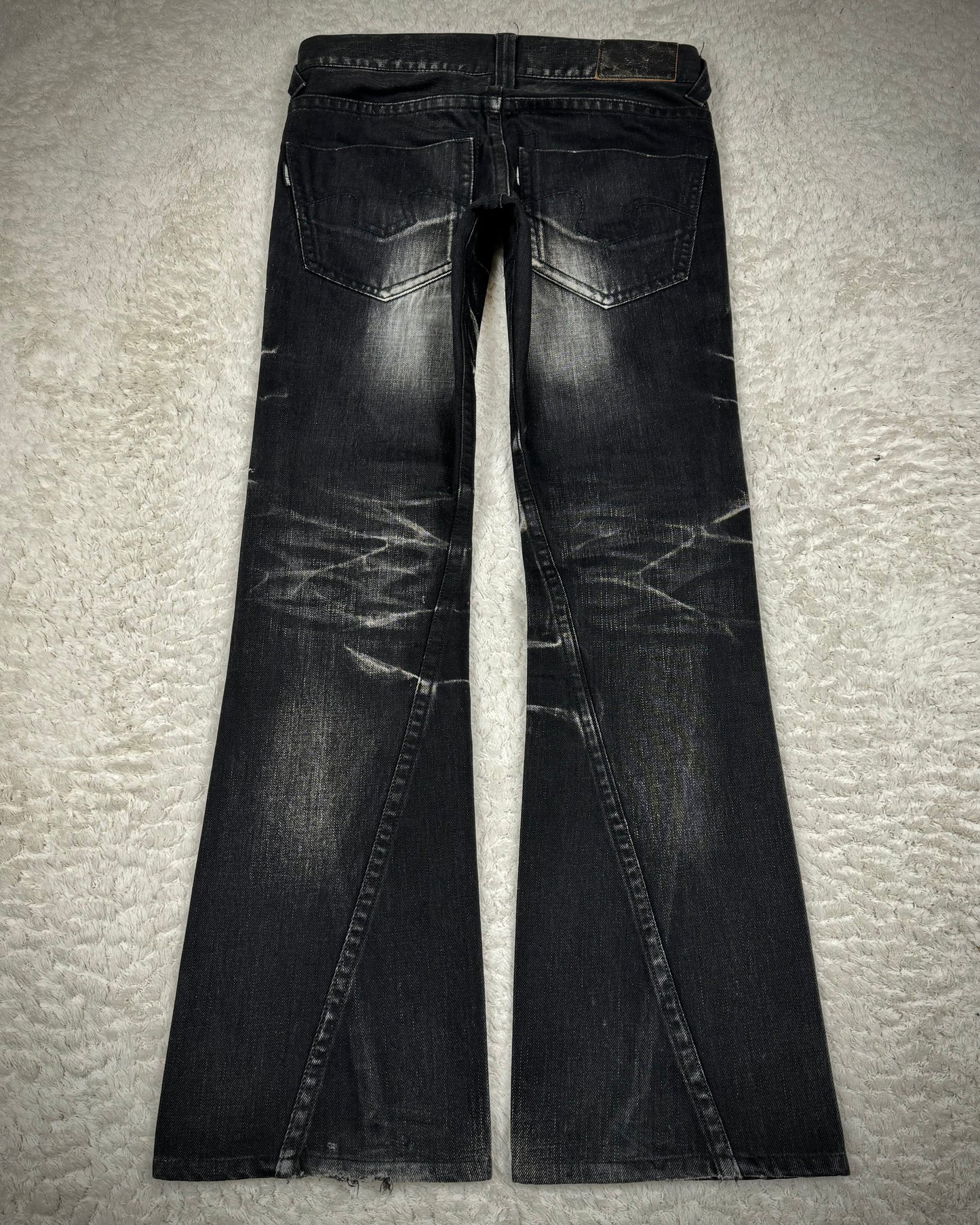 Tornado Mart Whisker Washed Spiral Flared Jeans