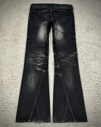 Tornado Mart Whisker Washed Spiral Flared Jeans