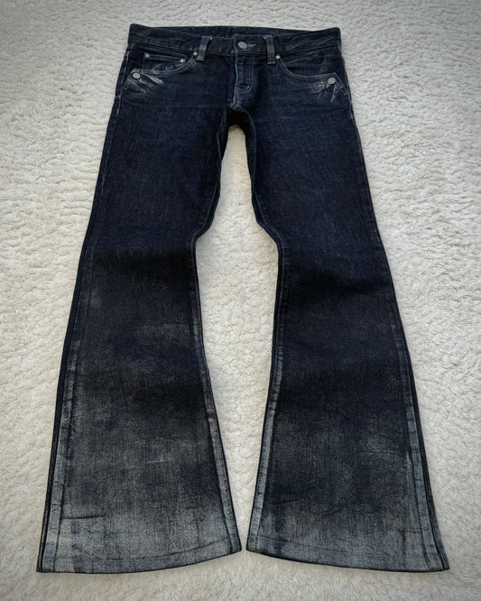 Tornado Mart Metallic Fade Washed Flared Denim