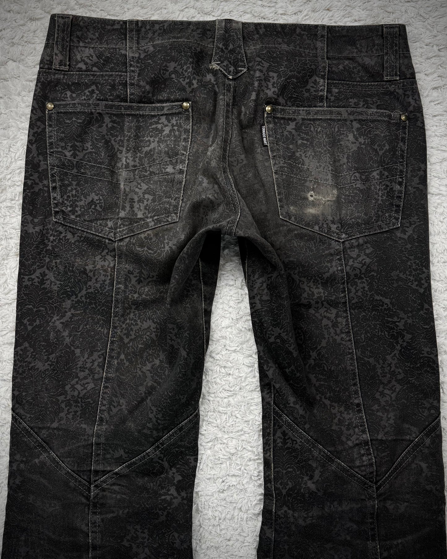 Tornado Mart Lace Up Antique Pattern Flared Pants