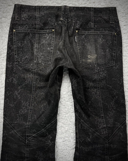 Tornado Mart Lace Up Antique Pattern Flared Pants