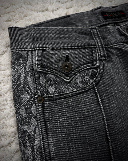 Morgan Homme Python Pattern Flared Jeans