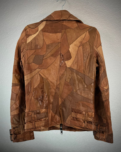 All The Way Scar Stitched Patchwork Leather Jacket