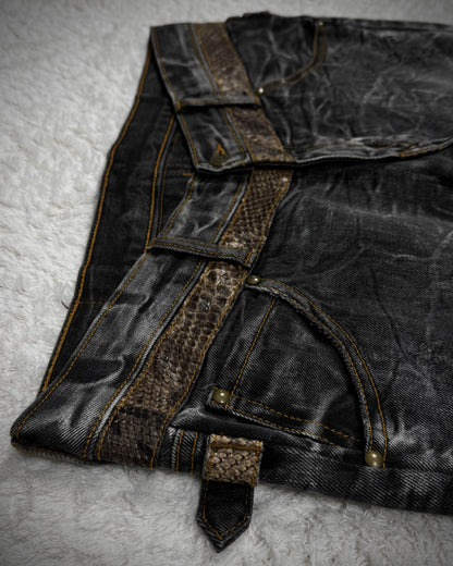 Tornado Mart Python Belted Flared Jeans