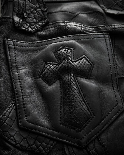 Yasuyuki Ishii Crocodile Leather Patchwork Flared Pants