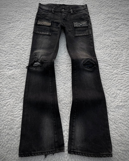 Fuga Snakeskin Detailed Slim Bootcut Jeans