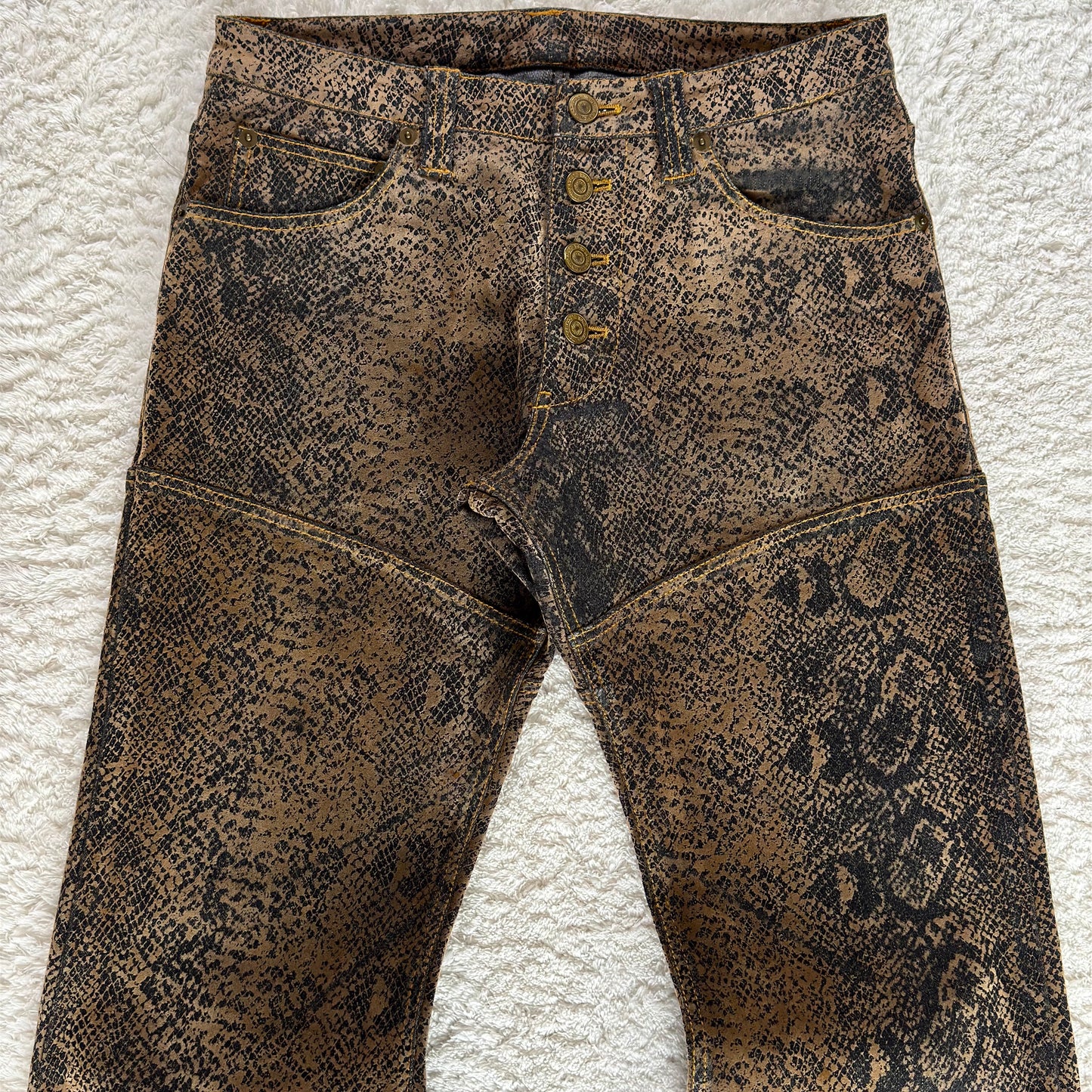 Tornado Mart Python Bell Bottom Flared Lace-Up Pants