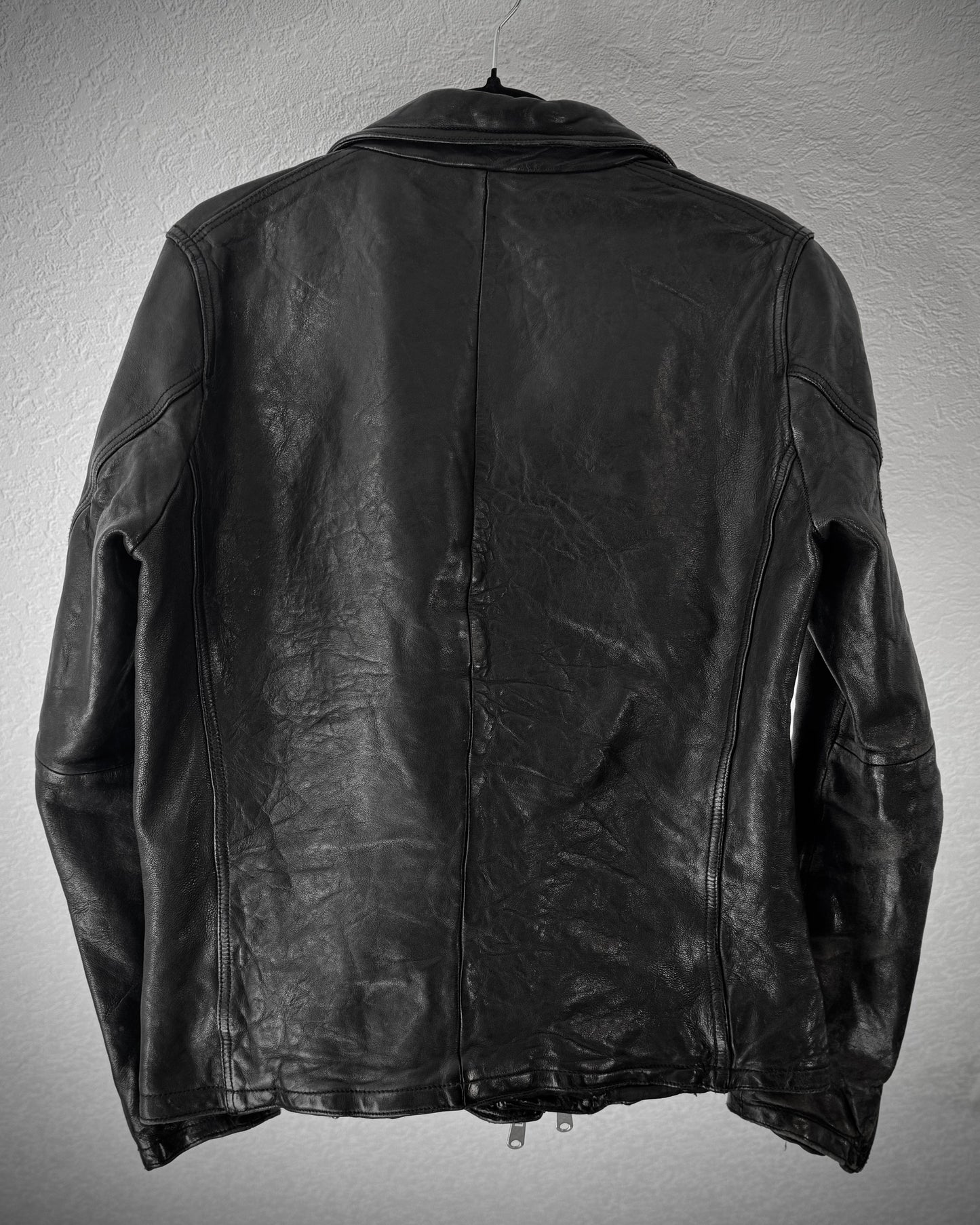 Fuga Double Zip Quilted Leather Biker Jacket