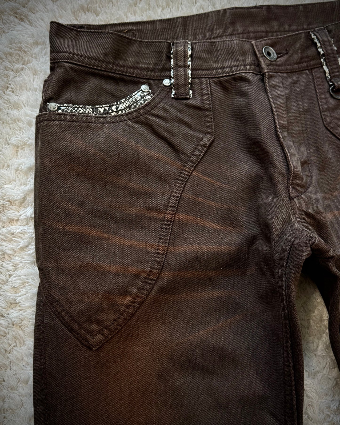 Nicole Club Python Detailed Clawmarks Washed Bootcut Jeans