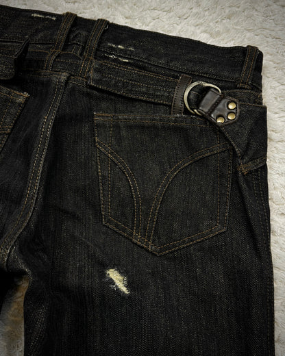 Prigs Gold Seam Distressed Luster Flared Jeans