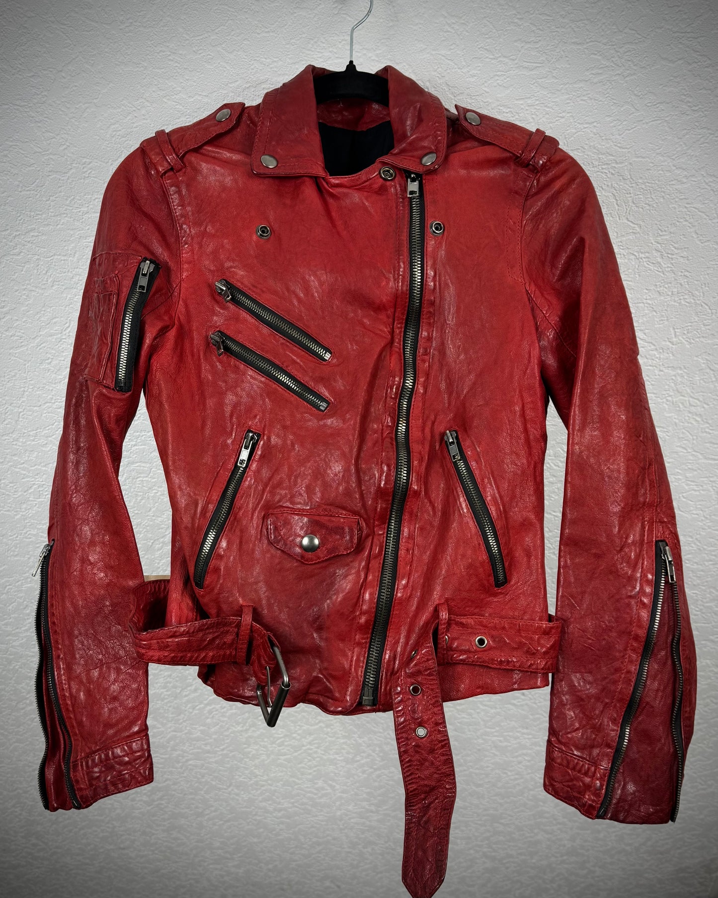 Blood Quilted Leather Biker Jacket