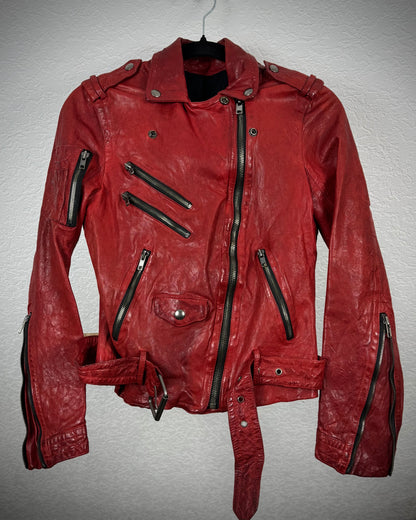 Blood Quilted Leather Biker Jacket