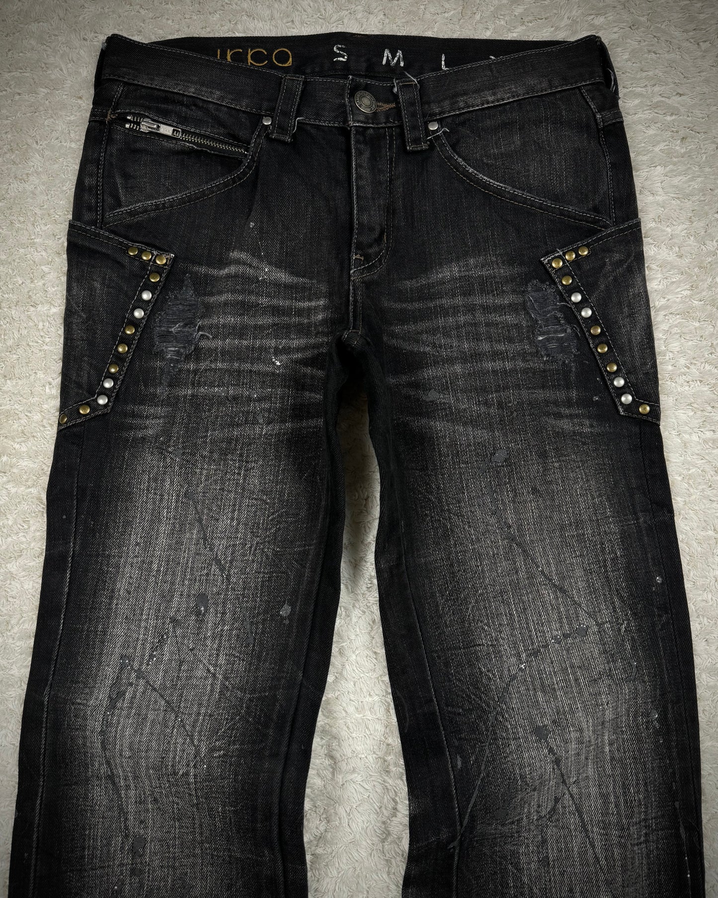 Ikka Silver Splatter Studded Pockets Bootcut Jeans