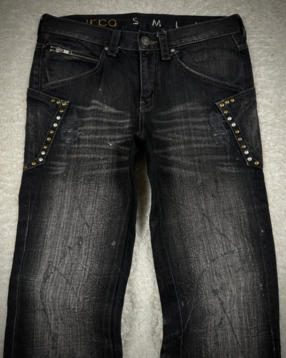 Ikka Silver Splatter Studded Pockets Bootcut Jeans