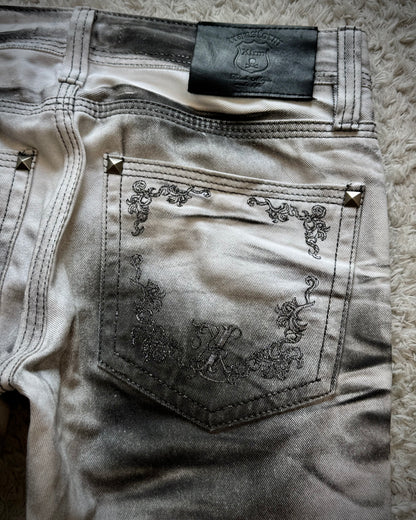 Xfrm Metallic Clawmarks Coated Flared Jeans