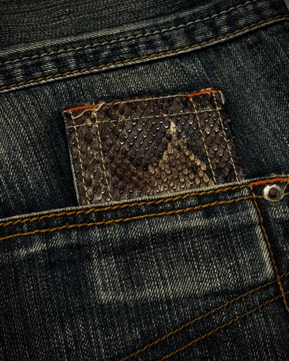 Semantic Design Python Detailed Spiral Flared Jeans