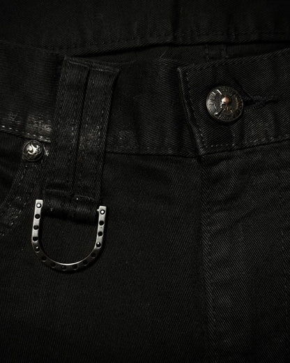 Roen Waxed Leopard Detailed Crashed Skinny Jeans