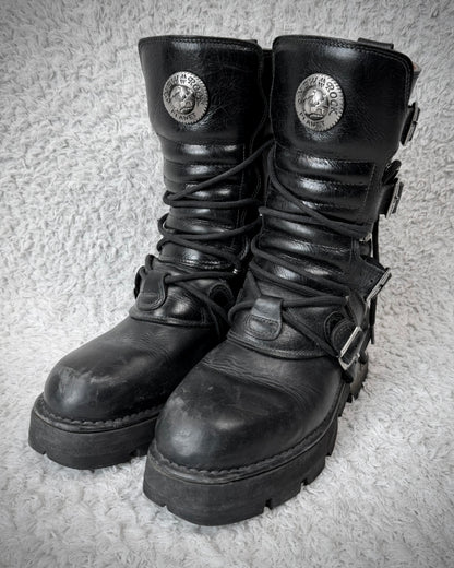 New Rock Steel Heel Leather Boots
