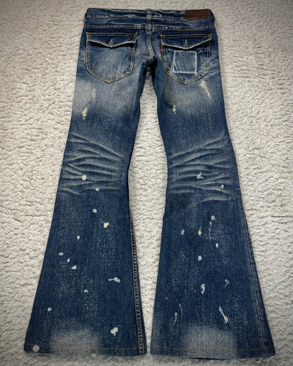 Tornado Mart Stitch Repaired Distressing Clawmarks Flared Jeans