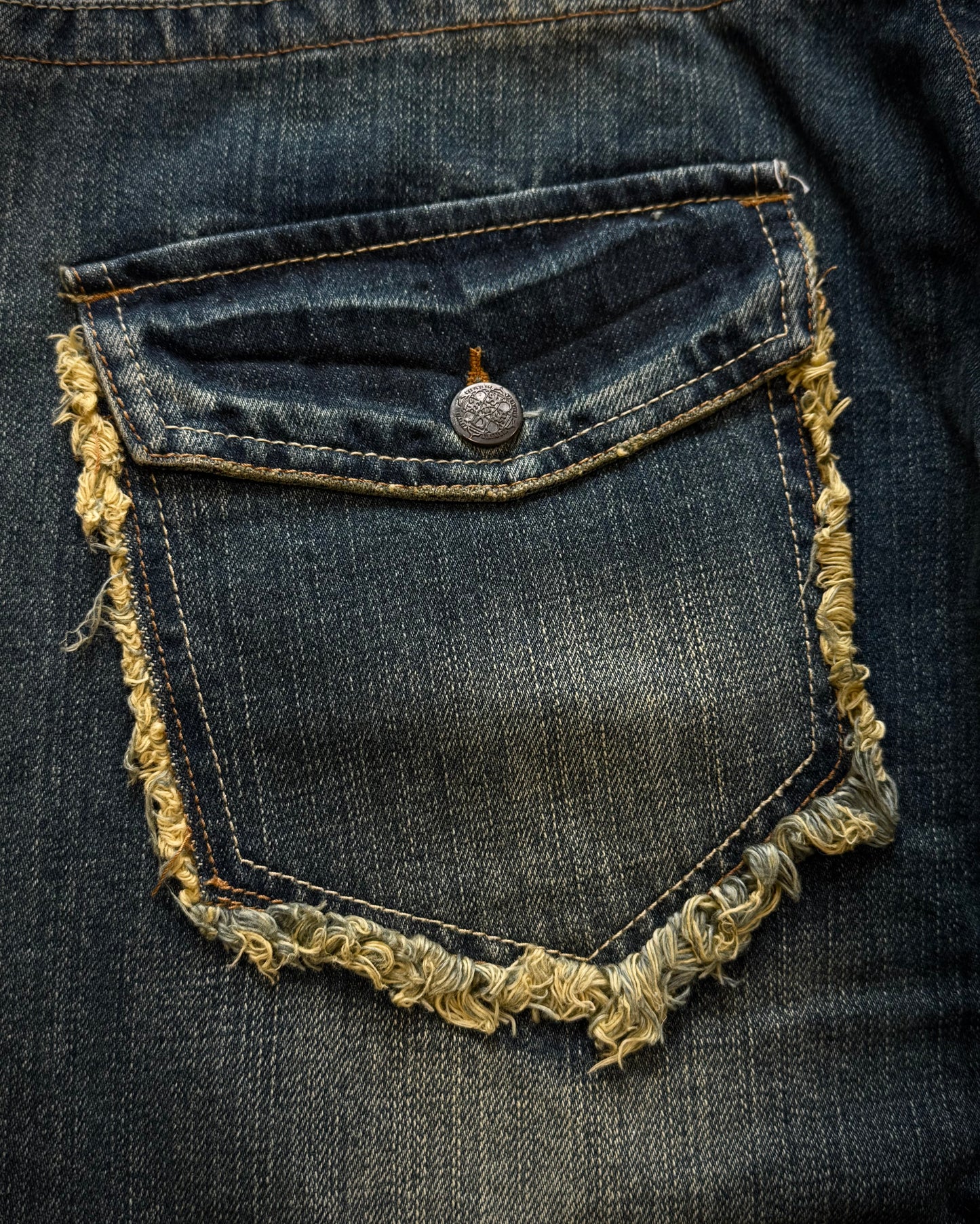 Root Three Fringed Cargo Denim Shorts
