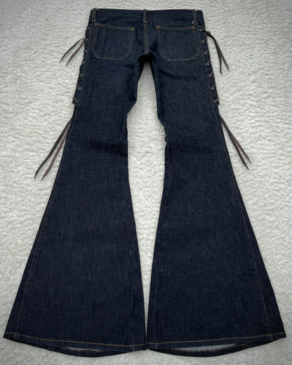 Dee Dee Raw Denim Lace Up Flared Bell Bottoms