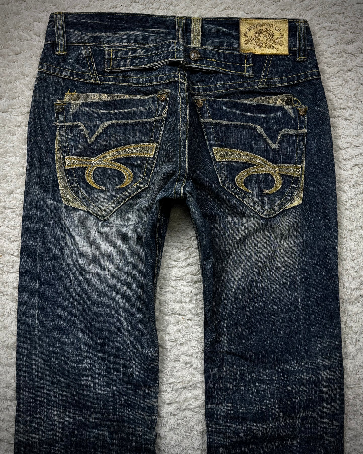 Red Pepper Python Detailed Bootcut Jeans