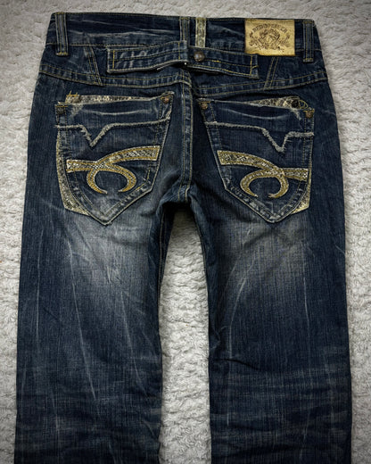 Red Pepper Python Detailed Bootcut Jeans