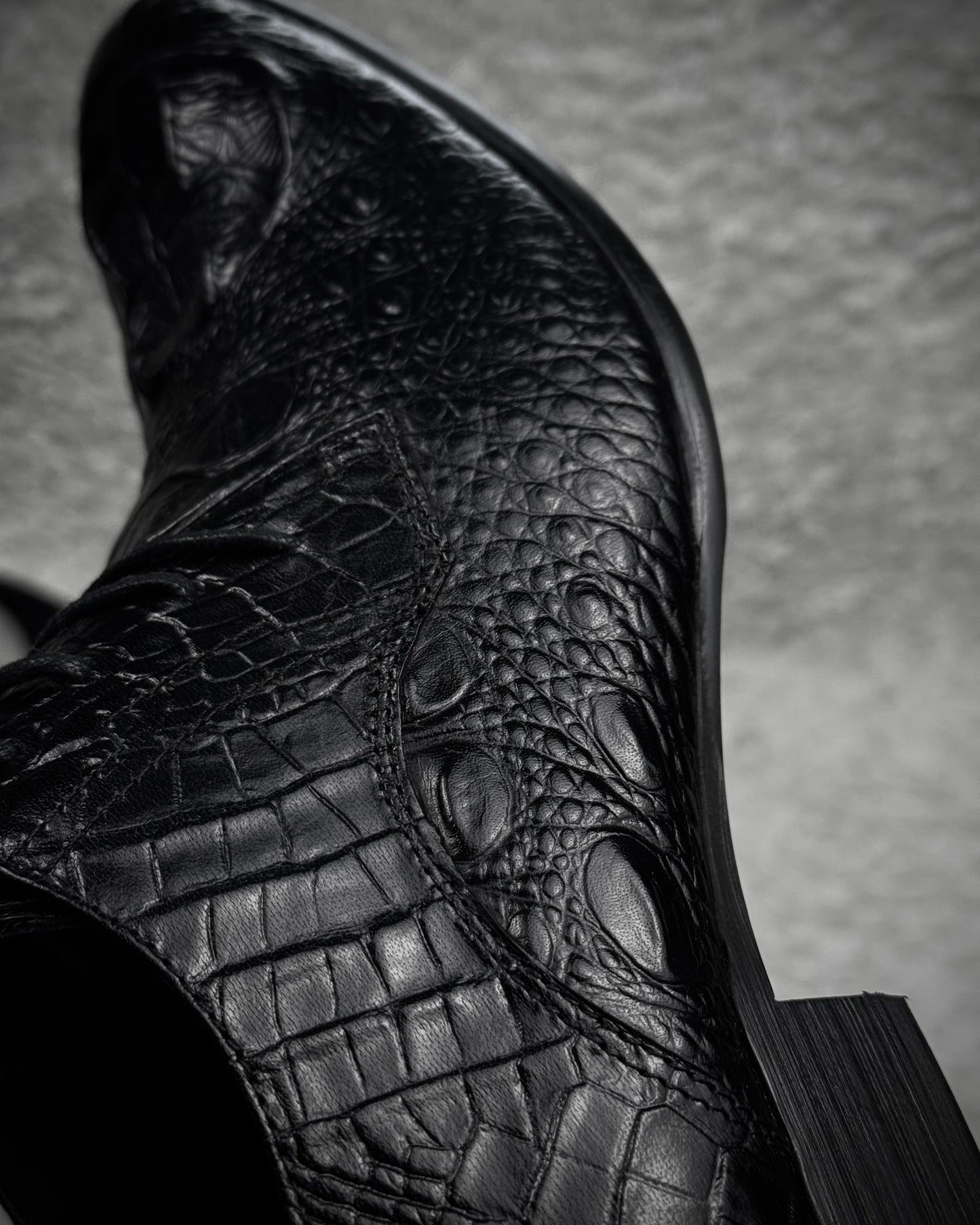 Bogarete Deep Textured Crocodile Leather Dress Boots