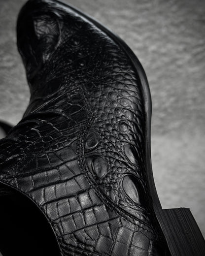 Bogarete Deep Textured Crocodile Leather Dress Boots