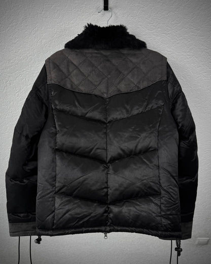 Schlüssel Rabbit Fur Lace Up Transformable Puffer Jacket