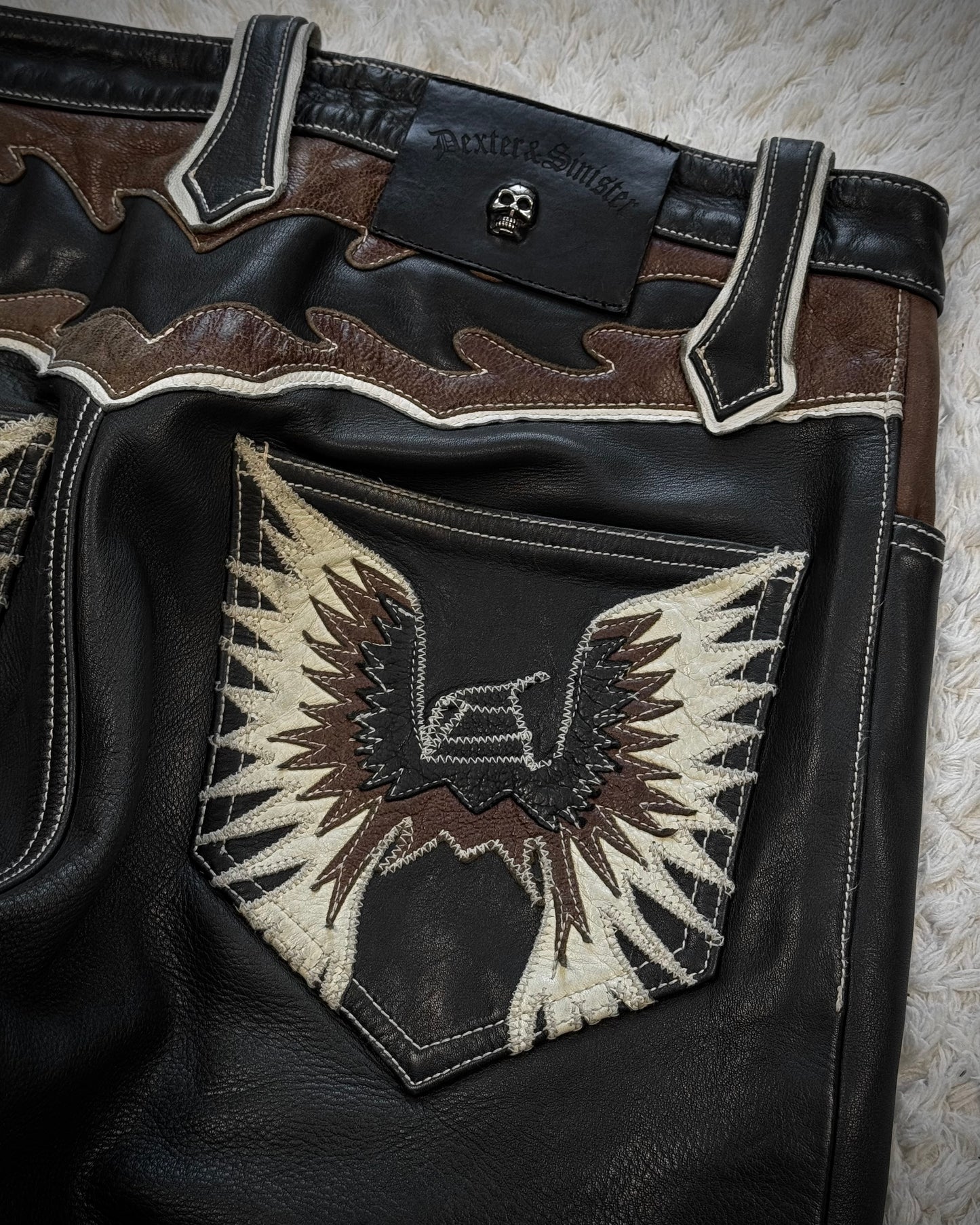 Yasuyuki Ishii Tribe Flared Leather Pants