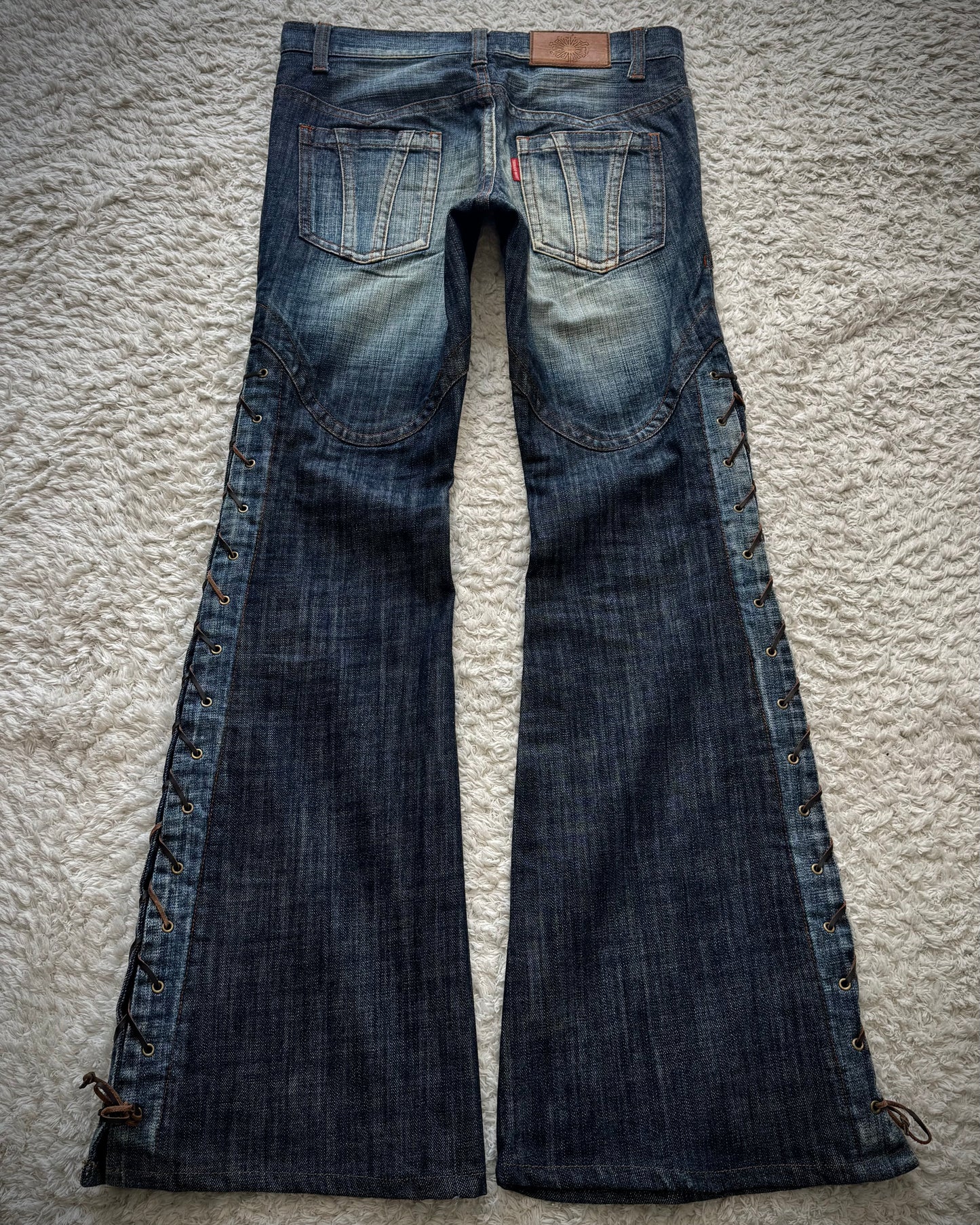 Tornado Mart Vintage Lace Up Flared Denim