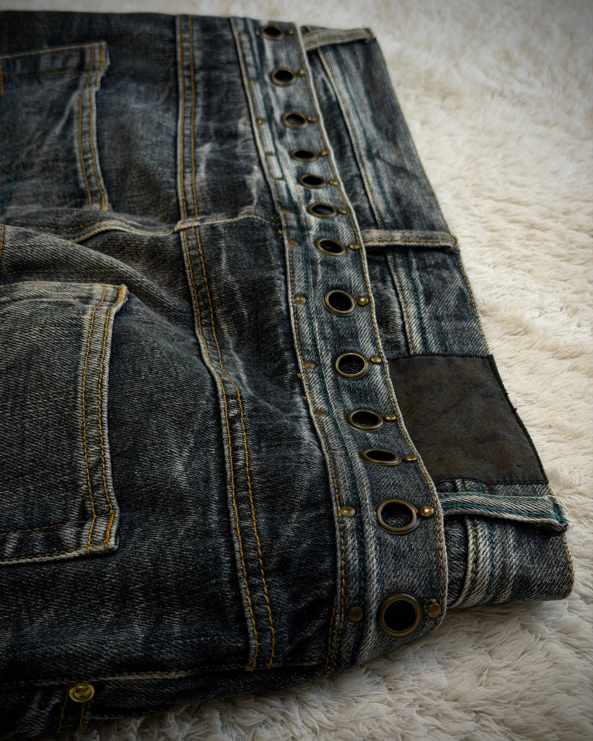 Lowbox Double Waisted Lace Up Clawmarks Flared Jeans